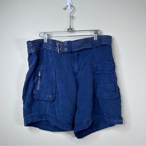 dylan clothing Tencel Cargo Shorts Cuffed and Belted Navy  Size 10